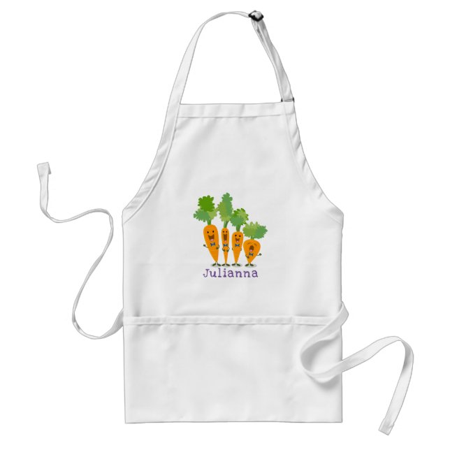 Cute happy carrot quartet cartoon illustration standard apron (Front)