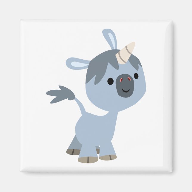 Cute Happy Cartoon Baby Unicorn Magnet (Front)