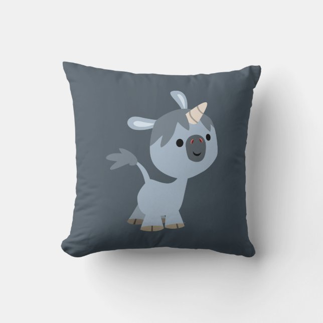 Cute Happy Cartoon Baby Unicorn Pillow (Front)