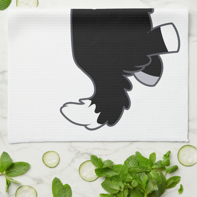 Cute Happy Cartoon Border Collie Kitchen Towel (Folded)