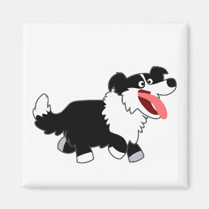 Cute Happy Cartoon Border Collie Magnet