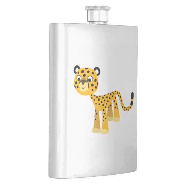 Cute Happy Cartoon Cheetah Classic Flask (Right)