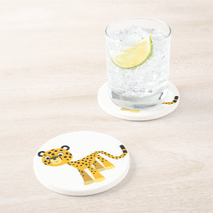 Cute Happy Cartoon Cheetah Coaster