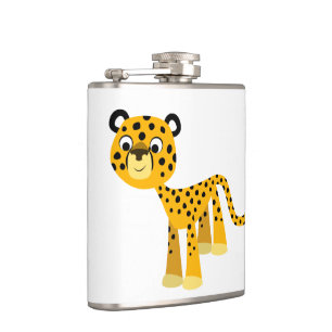 Cute Happy Cartoon Cheetah Hip Flask