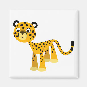 Cute Happy Cartoon Cheetah Magnet