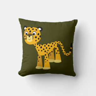 Cute Happy Cartoon Cheetah Throw Pillow