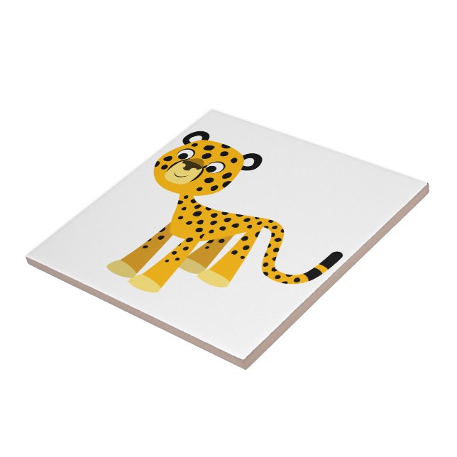 Cute Happy Cartoon Cheetah Tile (Side)