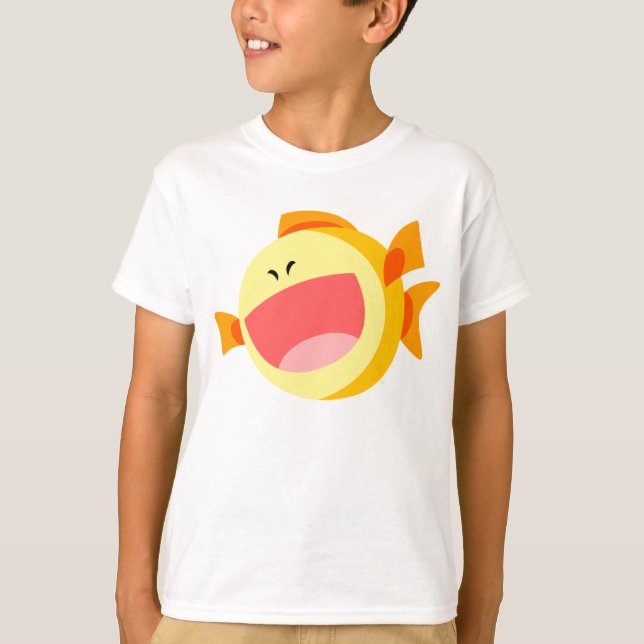 Cute Happy Cartoon Fish Children T-Shirt (Front)