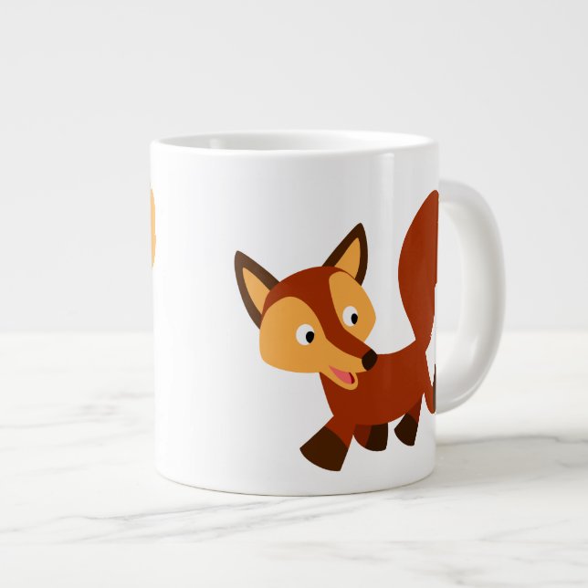 Cute Happy Cartoon Fox Jumbo Mug (Front Right)