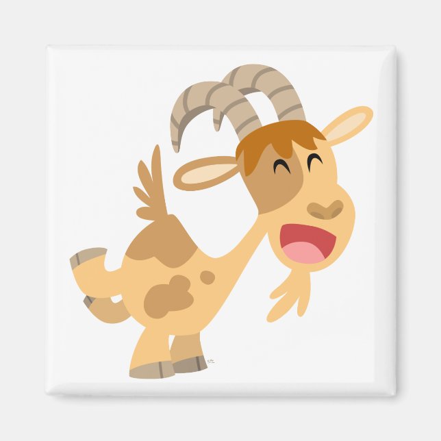 Cute Happy Cartoon Goat Magnet (Front)
