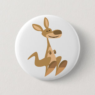 Cute Happy Cartoon Kangaroo  Button Badge
