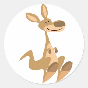 Cute Happy Cartoon Kangaroo  Sticker