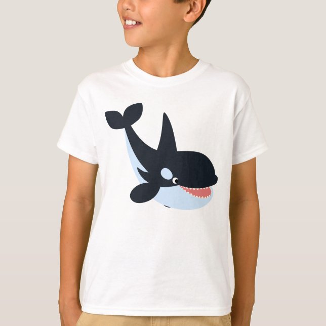 Cute Happy Cartoon Killer Whale Children T-Shirt (Front)