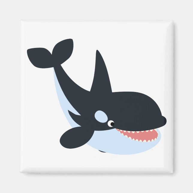 Cute Happy Cartoon Killer Whale Magnet (Front)