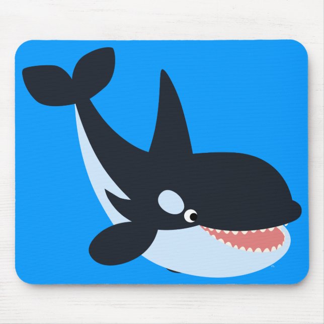 Cute Happy Cartoon Killer Whale Mousepad (Front)