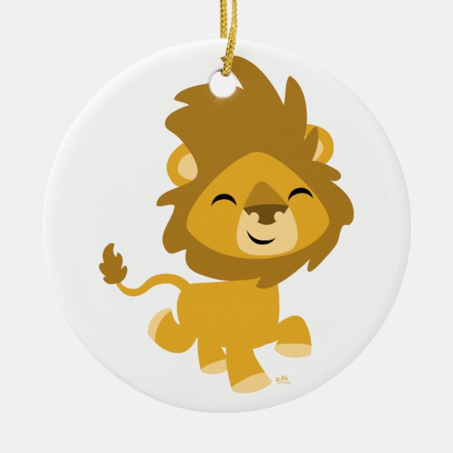 Cute Happy Cartoon Lion Ornament (Front)