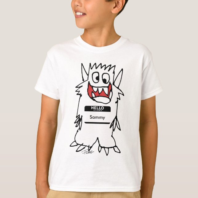 Cute Happy Cartoon Monster Boys Tshirt (Front)