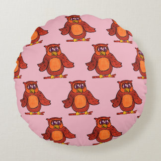 Cute Happy Cartoon Owls Pattern Round Cushion