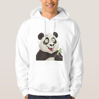 Cute Happy Cartoon Panda with Bamboo Hoodie