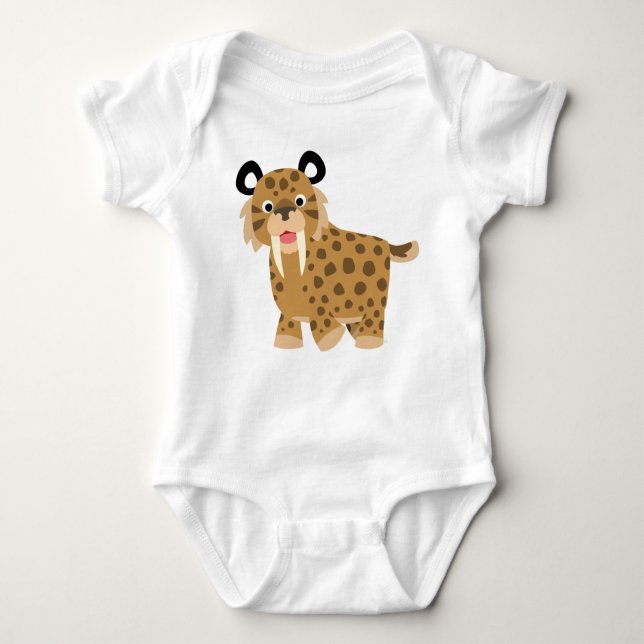 Cute Happy Cartoon Smilodon Baby Clothing Baby Bodysuit (Front)
