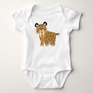 Cute Happy Cartoon Smilodon Baby Clothing Bodysuit