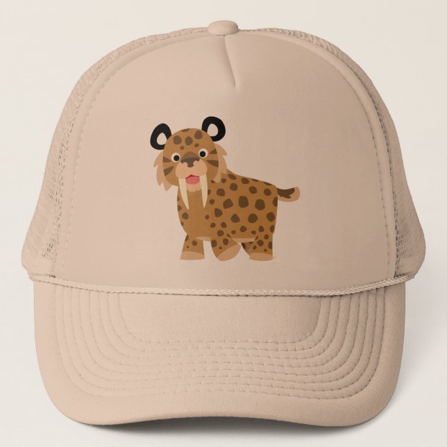 Cute Happy Cartoon Smilodon Hat (Front)