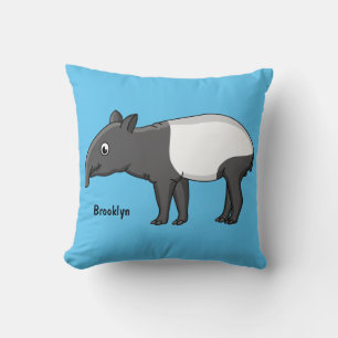 Cute happy cartoon tapir illustration cushion