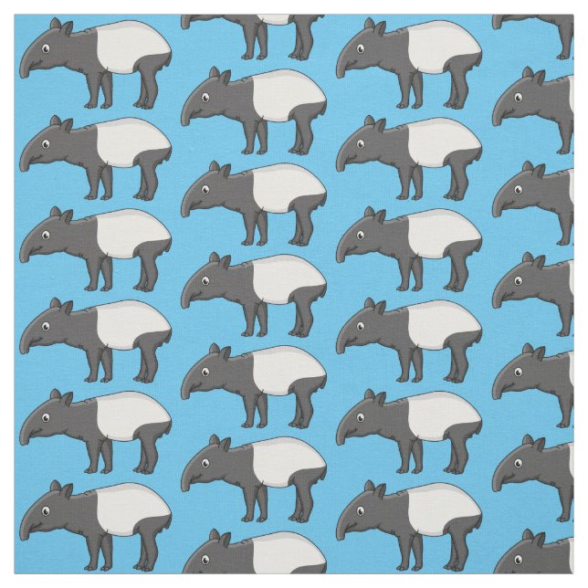 Cute happy cartoon tapir illustration fabric (Swatch)