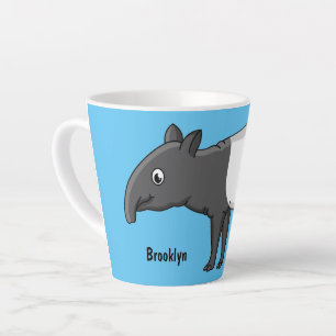 Cute happy cartoon tapir illustration latte mug