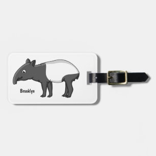 Cute happy cartoon tapir illustration luggage tag