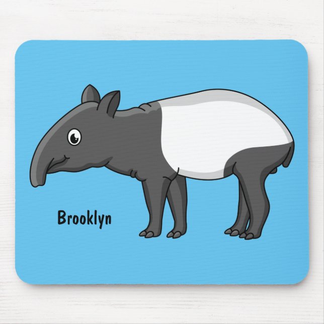Cute happy cartoon tapir illustration mouse pad (Front)