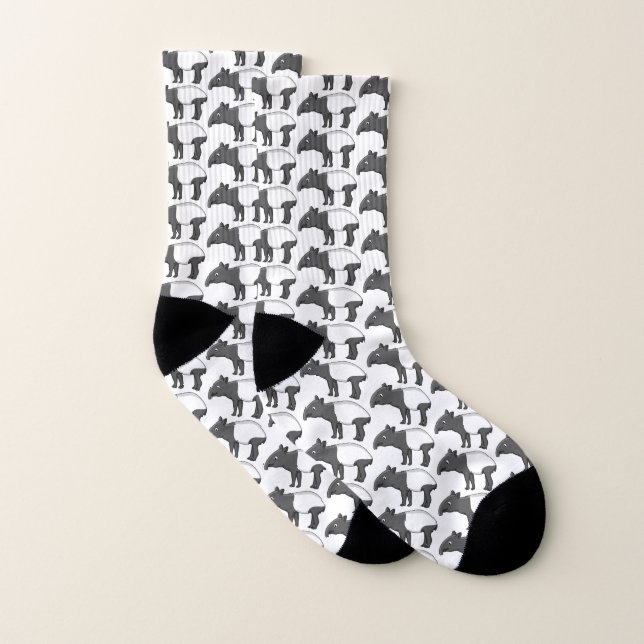 Cute happy cartoon tapir illustration socks (Pair)