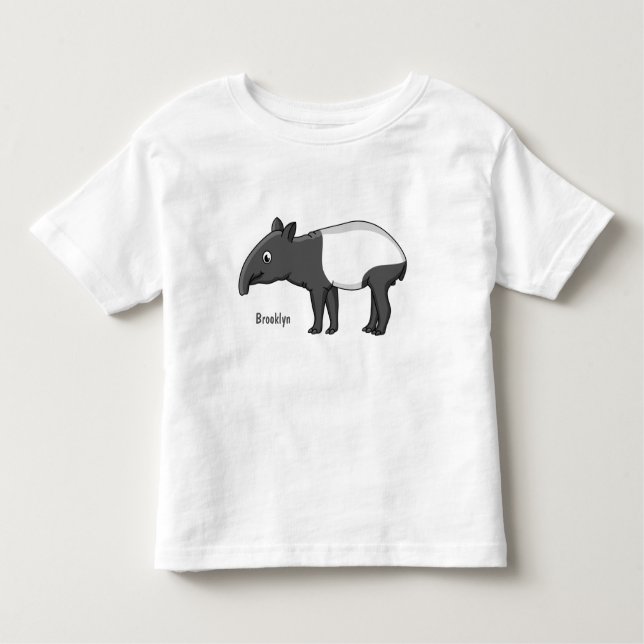 Cute happy cartoon tapir illustration toddler T-Shirt (Front)