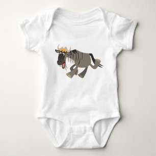 Cute Happy Cartoon Wildebeest Baby Baby Bodysuit