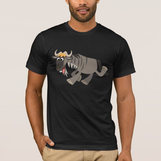 Cute Happy Cartoon Wildebeest T-Shirt (Front)