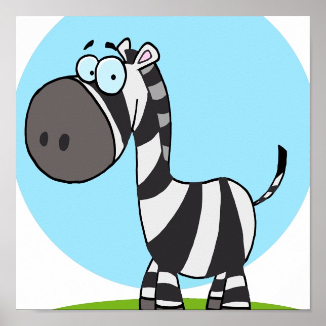 cute happy cartoon zebra poster (Front)
