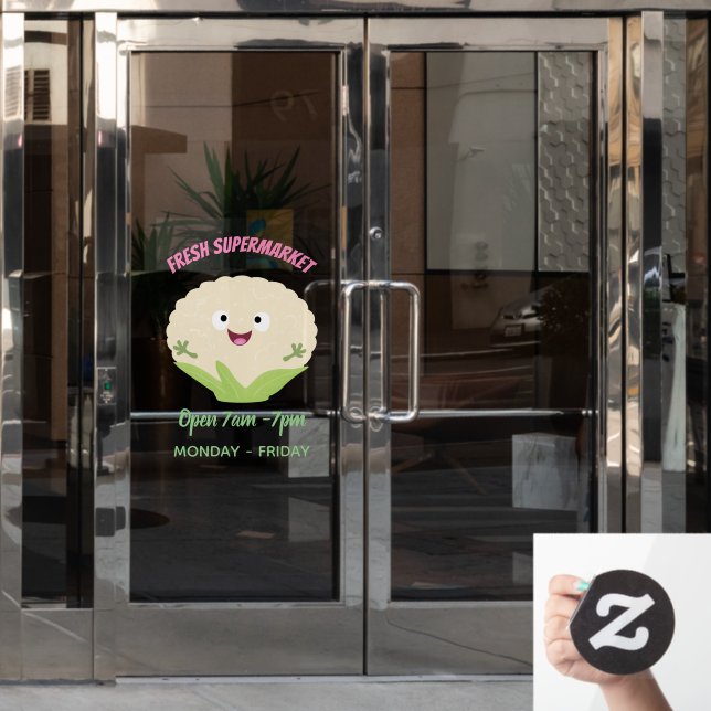 Cute happy cauliflower vegetable cartoon (Office Door)