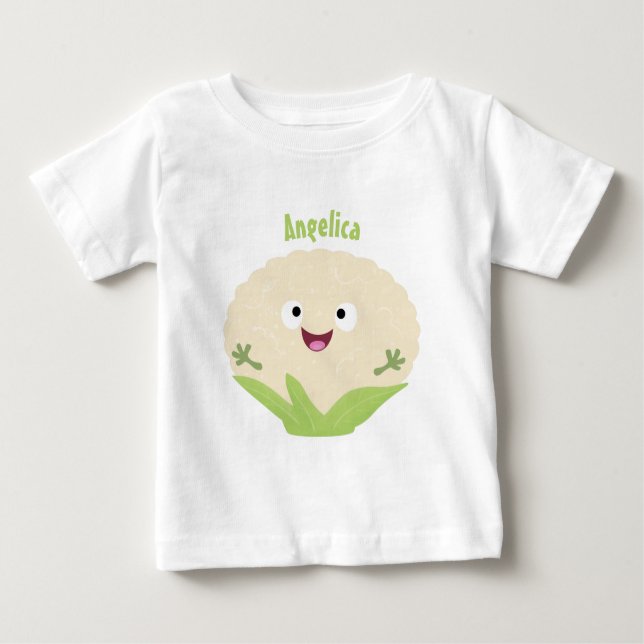 Cute happy cauliflower vegetable cartoon baby T-Shirt (Front)