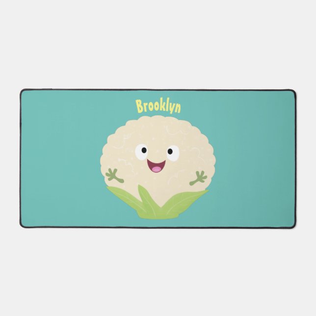 Cute happy cauliflower vegetable cartoon desk mat (Front)