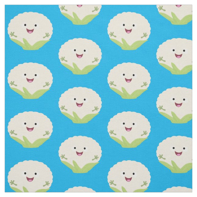 Cute happy cauliflower vegetable cartoon fabric (Swatch)
