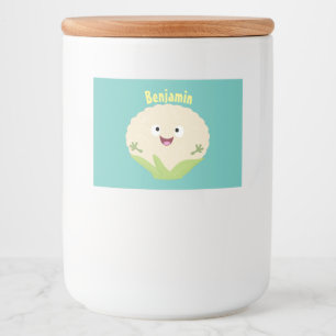 Cute happy cauliflower vegetable cartoon food label