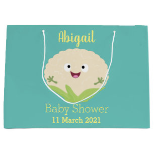 Cute happy cauliflower vegetable cartoon large gift bag