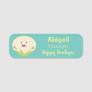 Cute happy cauliflower vegetable cartoon name tag