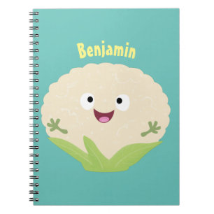 Cute happy cauliflower vegetable cartoon notebook