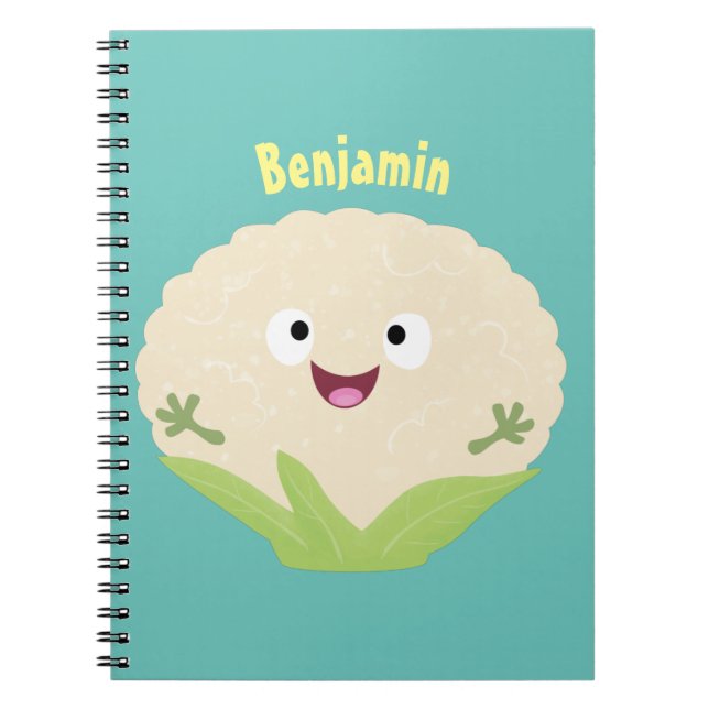 Cute happy cauliflower vegetable cartoon notebook (Front)
