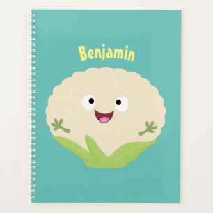 Cute happy cauliflower vegetable cartoon planner