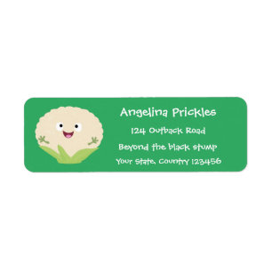 Cute happy cauliflower vegetable cartoon return address label