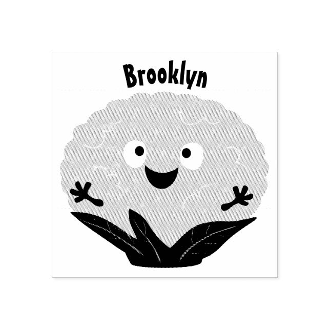 Cute happy cauliflower vegetable cartoon rubber stamp (Imprint)