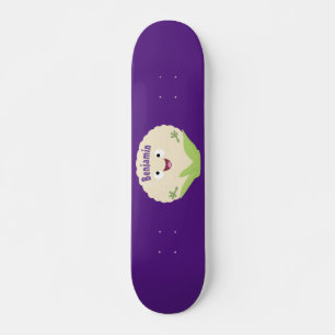 Cute happy cauliflower vegetable cartoon skateboard