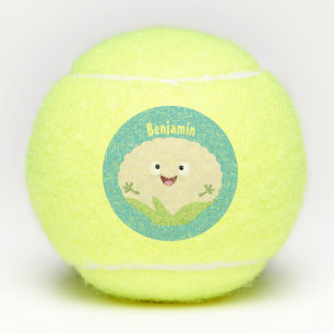Cute happy cauliflower vegetable cartoon tennis balls